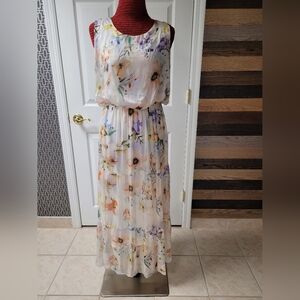 Lara G. Silk Blend Long; lined, sleeveless summer floral dress NWT